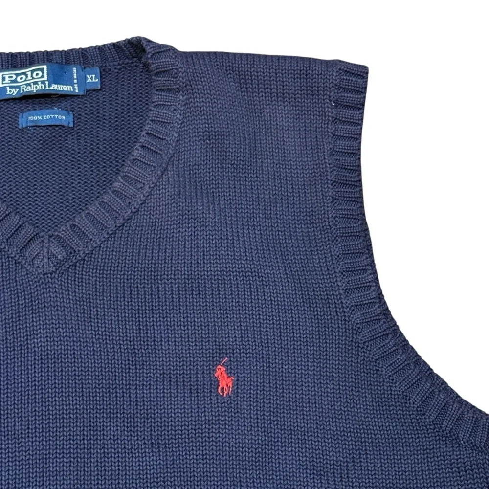 Vintage Polo Ralph Lauren Chunky Knit Heavy Cotton Pony Vest Men’s Sz XL